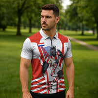 Personalized Paraguay Soccer Zipper Polo Shirt Harpy Eagle Mascot Football Flag