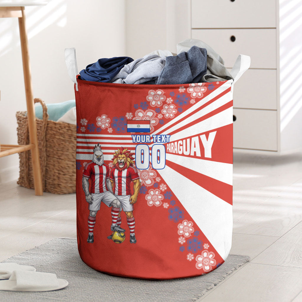 Personalized Paraguay Football Laundry Basket Lion Eagle Mascot Floral