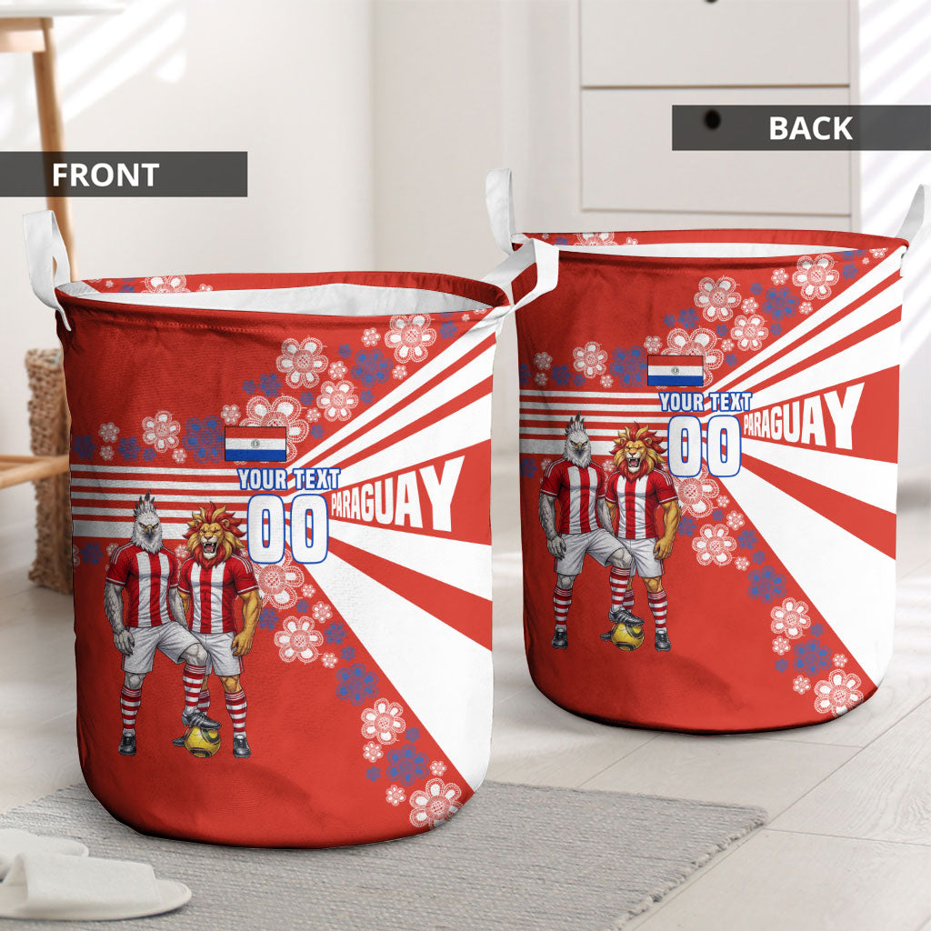 Personalized Paraguay Football Laundry Basket Lion Eagle Mascot Floral