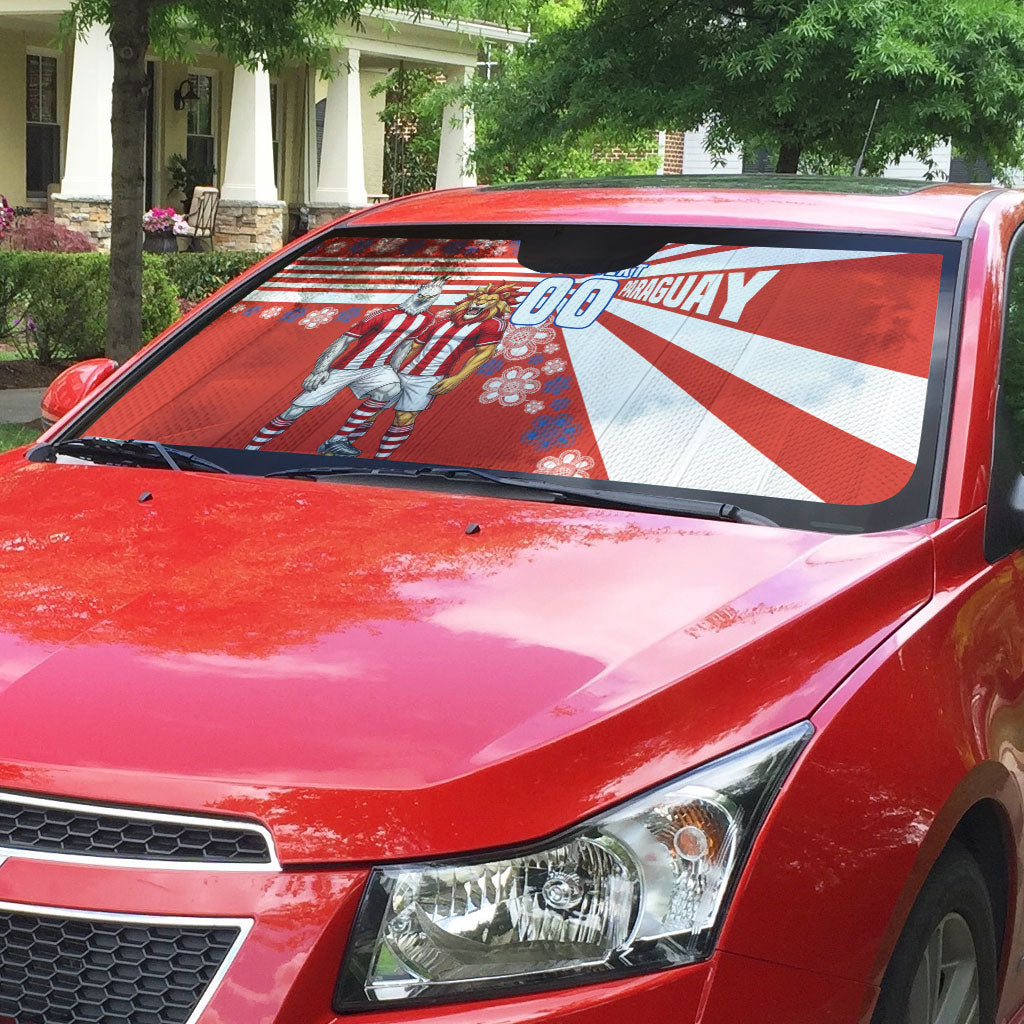 Personalized Paraguay Football Auto Sun Shade Lion Eagle Mascot Floral