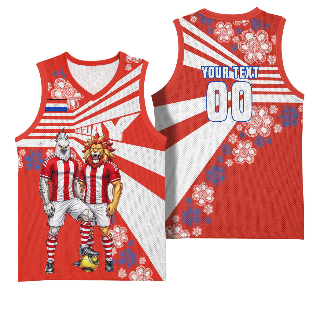 Personalized Paraguay Football Basketball Jersey Lion Eagle Mascot Floral