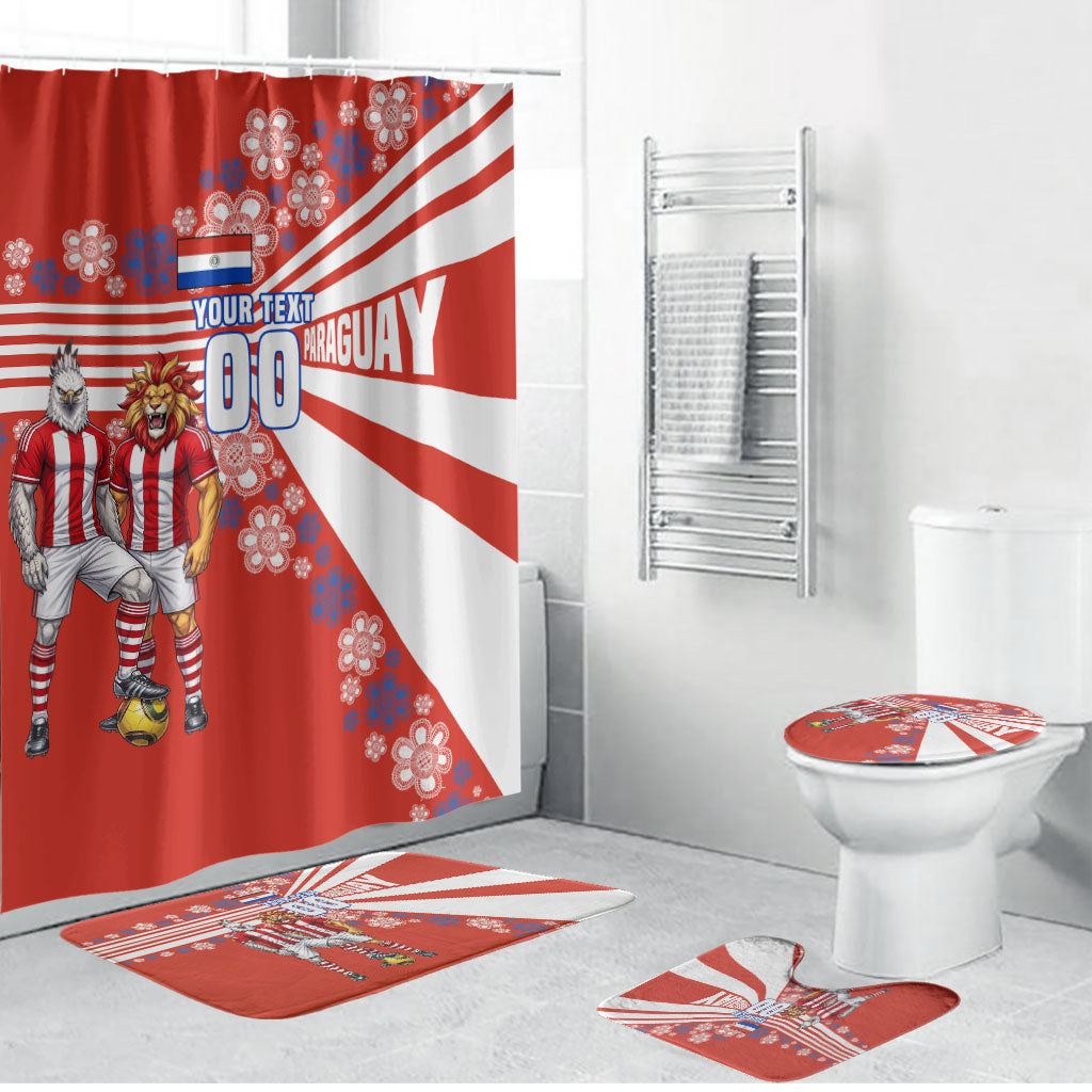 Personalized Paraguay Football Bathroom Set Lion Eagle Mascot Floral