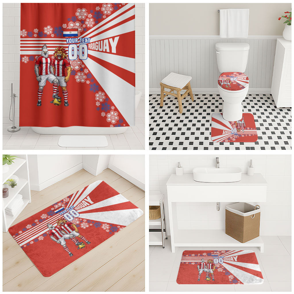 Personalized Paraguay Football Bathroom Set Lion Eagle Mascot Floral
