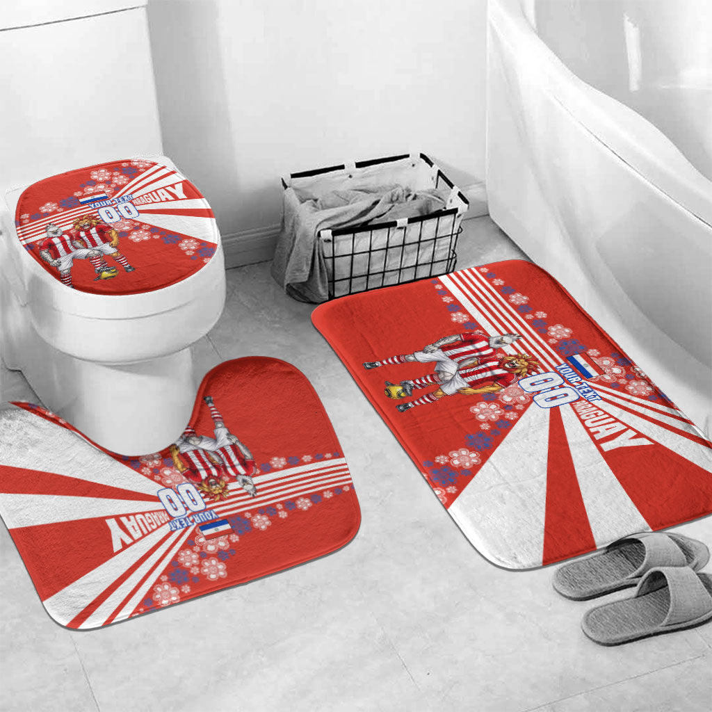 Personalized Paraguay Football Bathroom Set Lion Eagle Mascot Floral