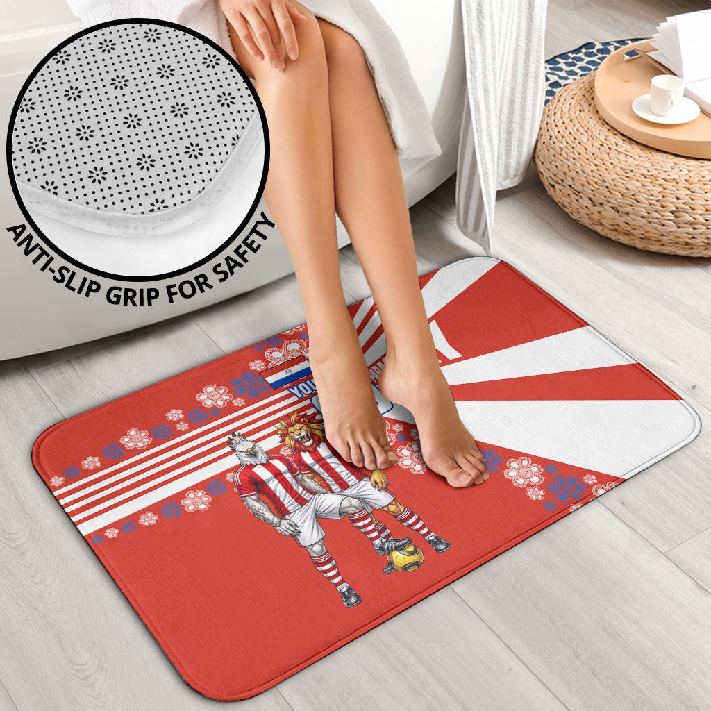 Personalized Paraguay Football Bathroom Set Lion Eagle Mascot Floral