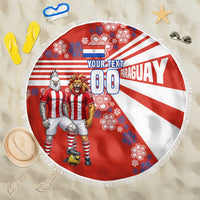Personalized Paraguay Football Beach Blanket Lion Eagle Mascot Floral