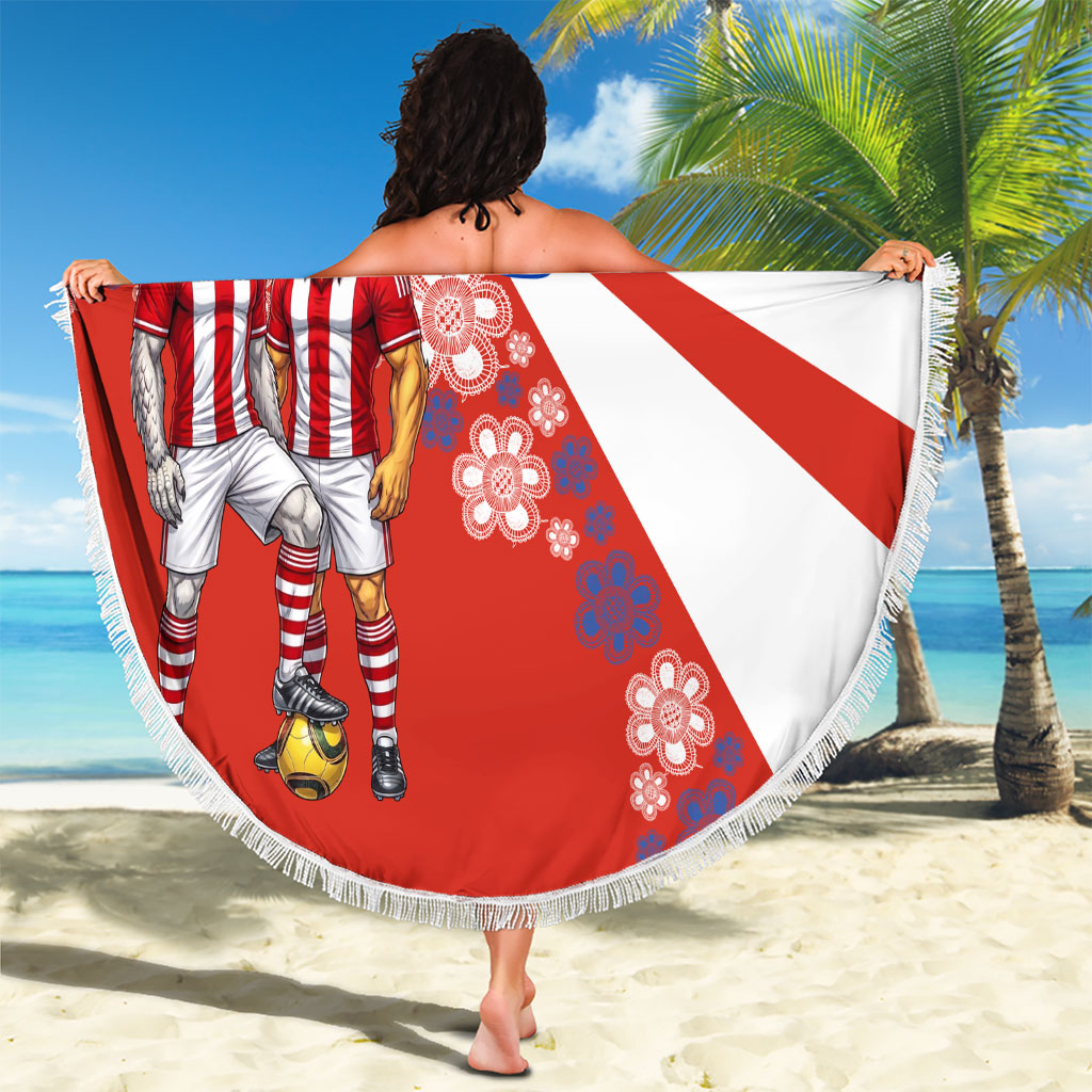 Personalized Paraguay Football Beach Blanket Lion Eagle Mascot Floral