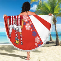 Personalized Paraguay Football Beach Blanket Lion Eagle Mascot Floral