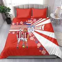 Personalized Paraguay Football Bedding Set Lion Eagle Mascot Floral