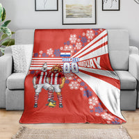Personalized Paraguay Football Blanket Lion Eagle Mascot Floral