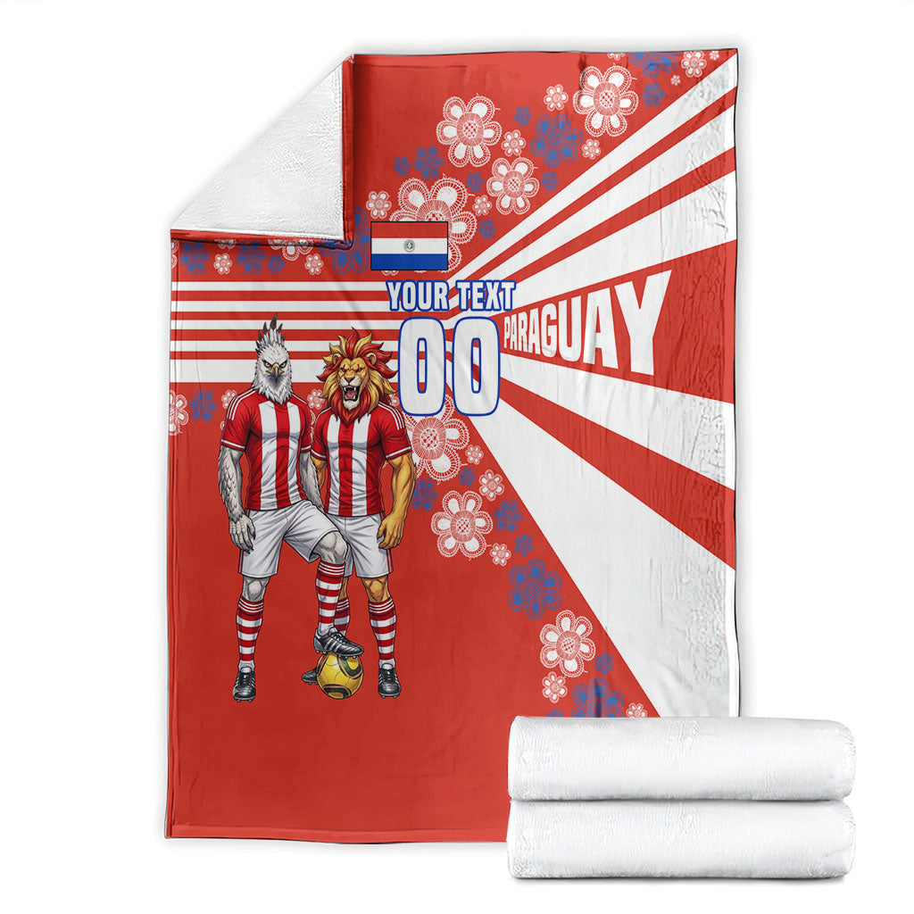 Personalized Paraguay Football Blanket Lion Eagle Mascot Floral