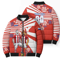 Personalized Paraguay Football Bomber Puffer Jacket Lion Eagle Mascot Floral