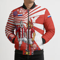 Personalized Paraguay Football Bomber Puffer Jacket Lion Eagle Mascot Floral