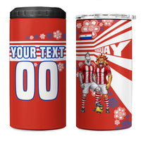 Personalized Paraguay Football 4 in 1 Can Cooler Tumbler Lion Eagle Mascot Floral