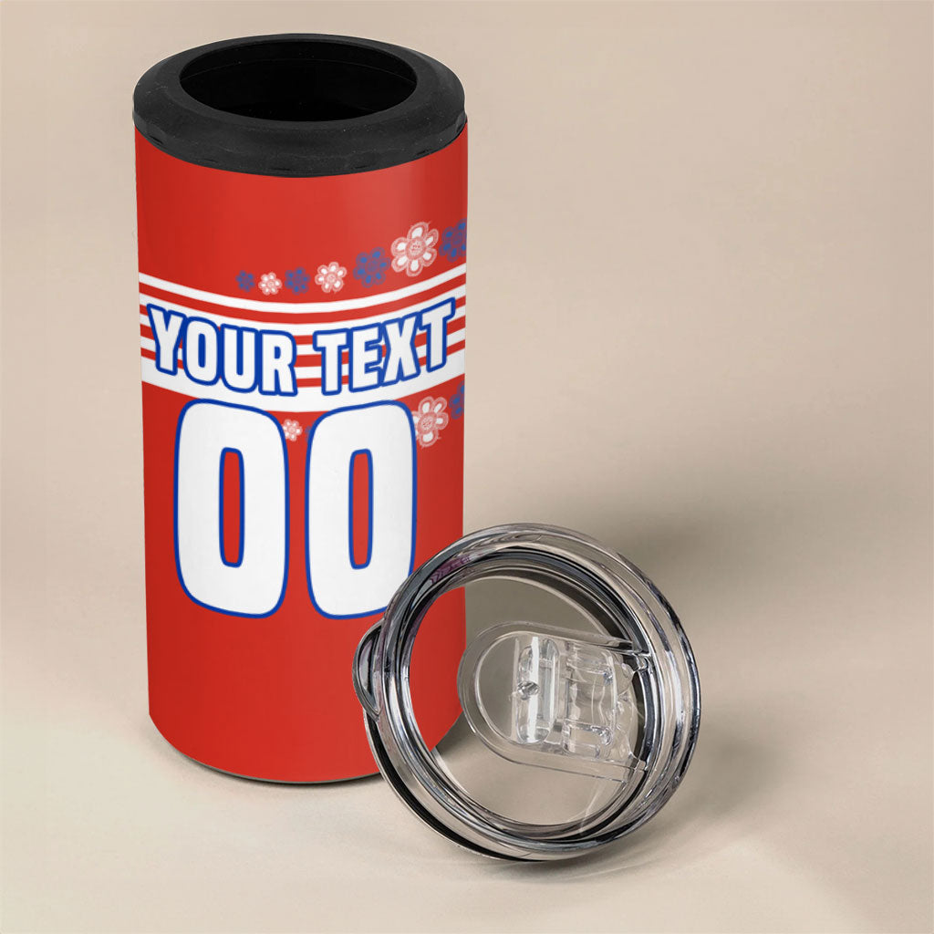 Personalized Paraguay Football 4 in 1 Can Cooler Tumbler Lion Eagle Mascot Floral