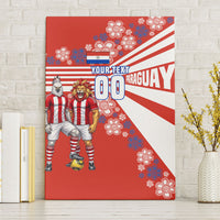 Personalized Paraguay Football Canvas Wall Art Lion Eagle Mascot Floral