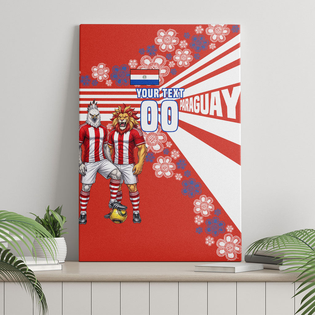 Personalized Paraguay Football Canvas Wall Art Lion Eagle Mascot Floral