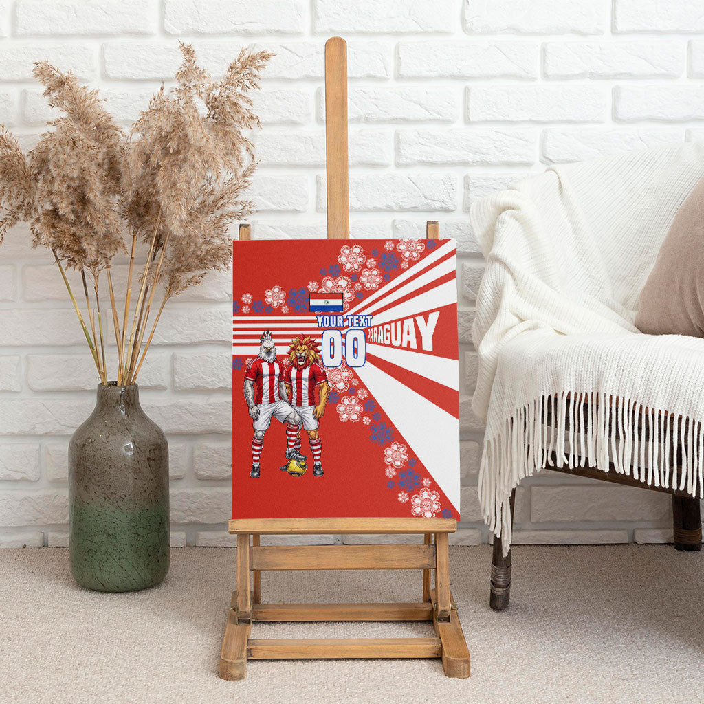 Personalized Paraguay Football Canvas Wall Art Lion Eagle Mascot Floral