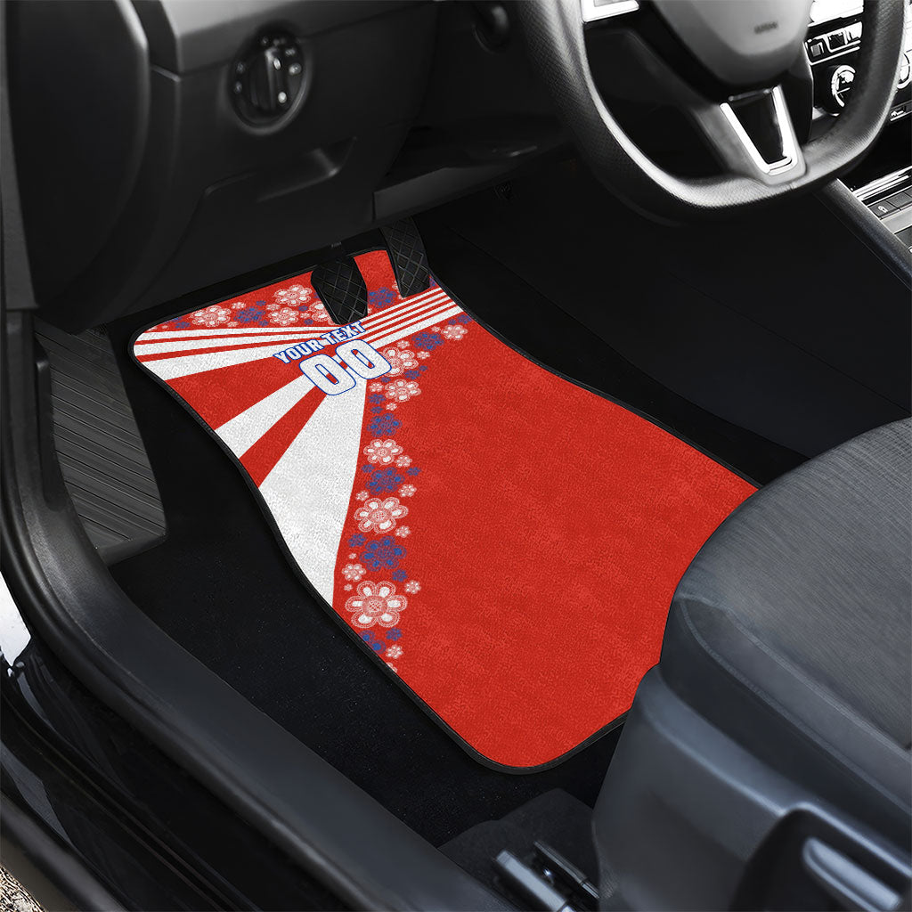 Personalized Paraguay Football Car Mats Lion Eagle Mascot Floral