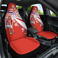 Personalized Paraguay Football Car Seat Cover Lion Eagle Mascot Floral
