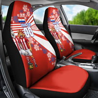 Personalized Paraguay Football Car Seat Cover Lion Eagle Mascot Floral