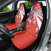 Personalized Paraguay Football Car Seat Cover Lion Eagle Mascot Floral