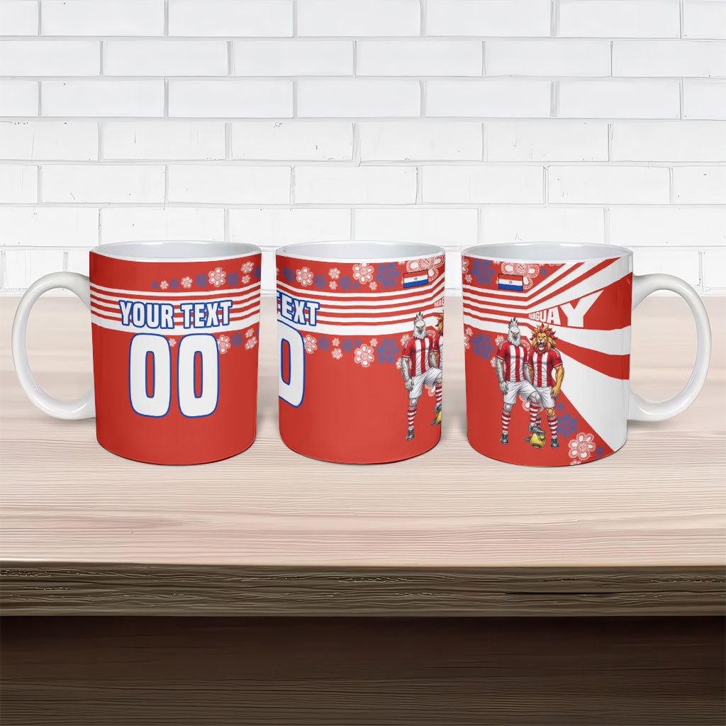 Personalized Paraguay Football Ceramic Mug Lion Eagle Mascot Floral