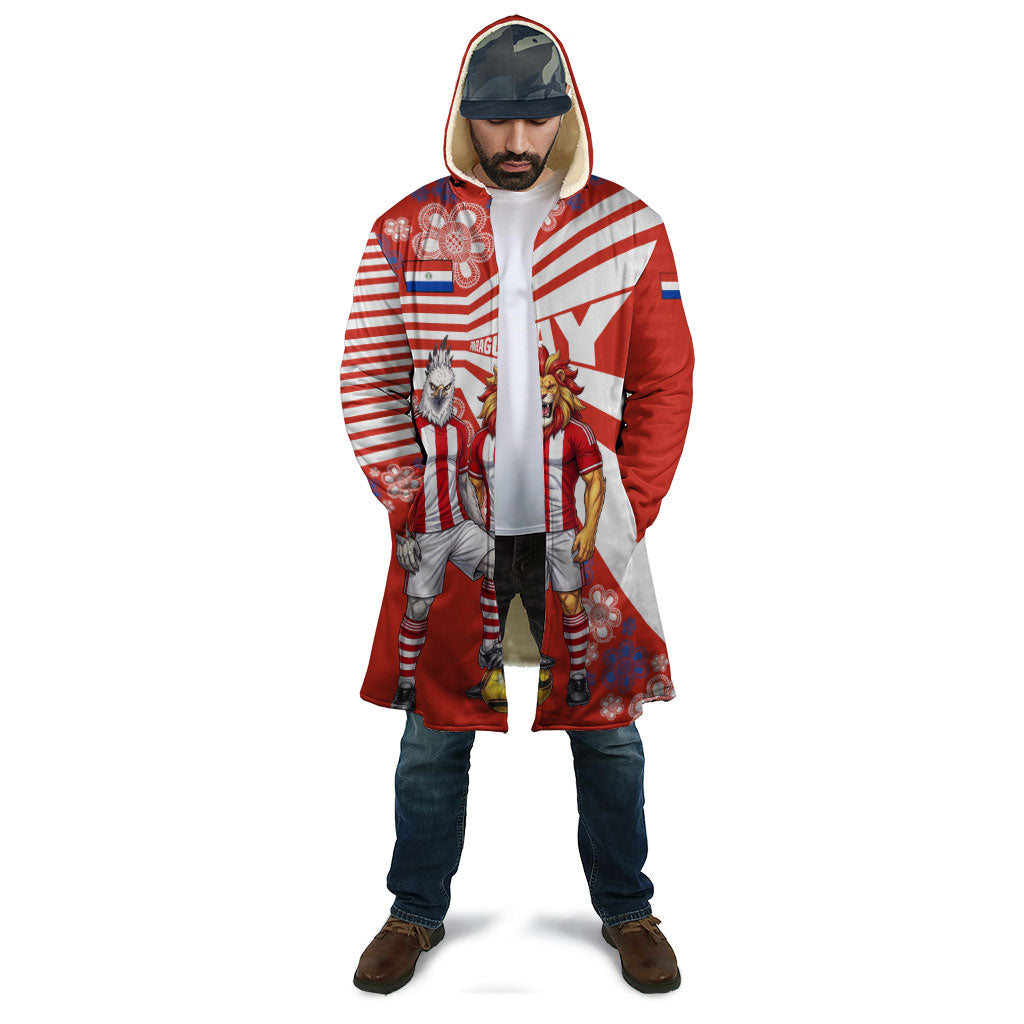 Personalized Paraguay Football Cloak Lion Eagle Mascot Floral