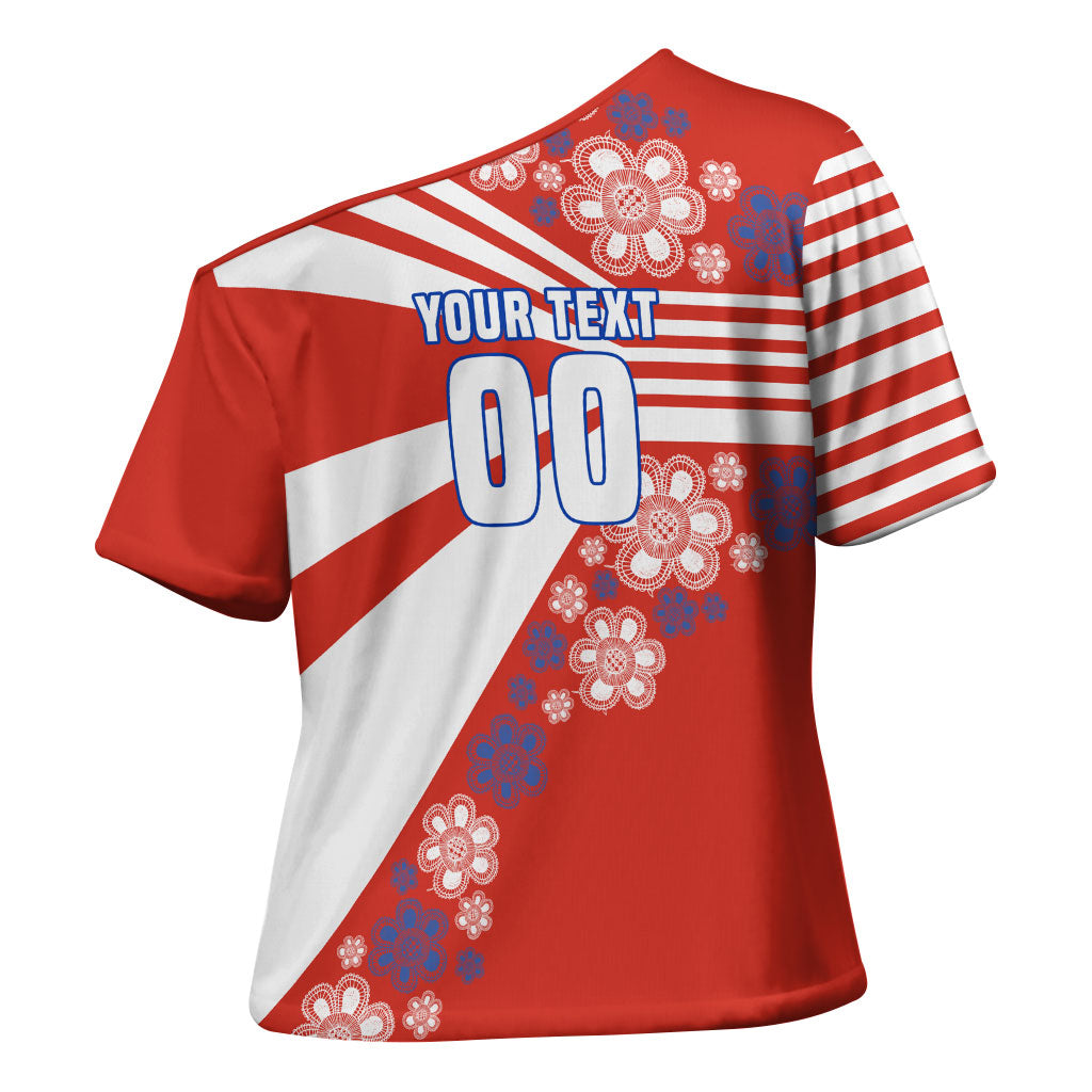 Personalized Paraguay Football Cross Shoulder Shirt Lion Eagle Mascot Floral