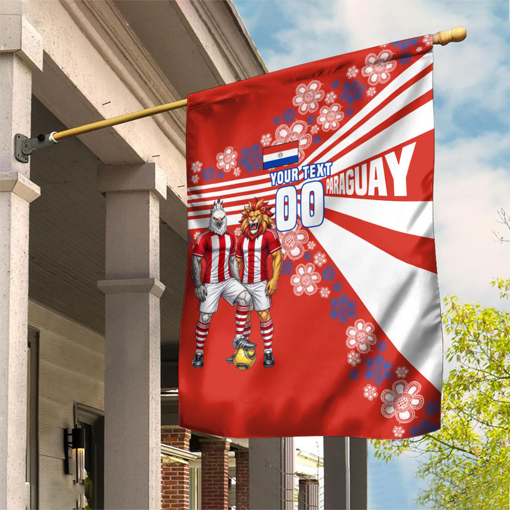 Personalized Paraguay Football Garden Flag Lion Eagle Mascot Floral