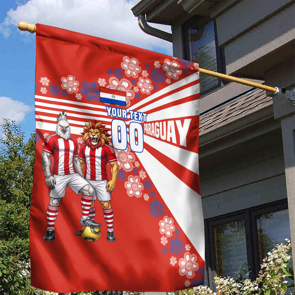 Personalized Paraguay Football Garden Flag Lion Eagle Mascot Floral
