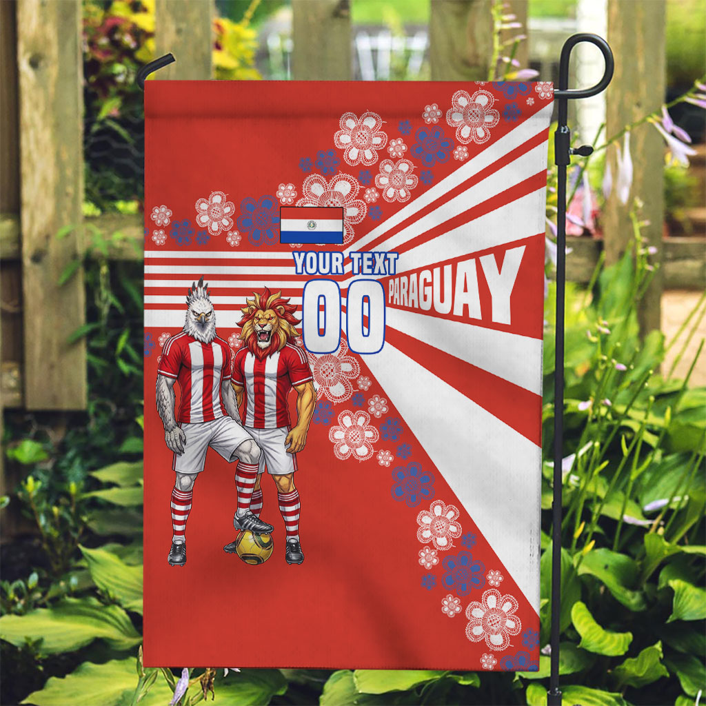 Personalized Paraguay Football Garden Flag Lion Eagle Mascot Floral