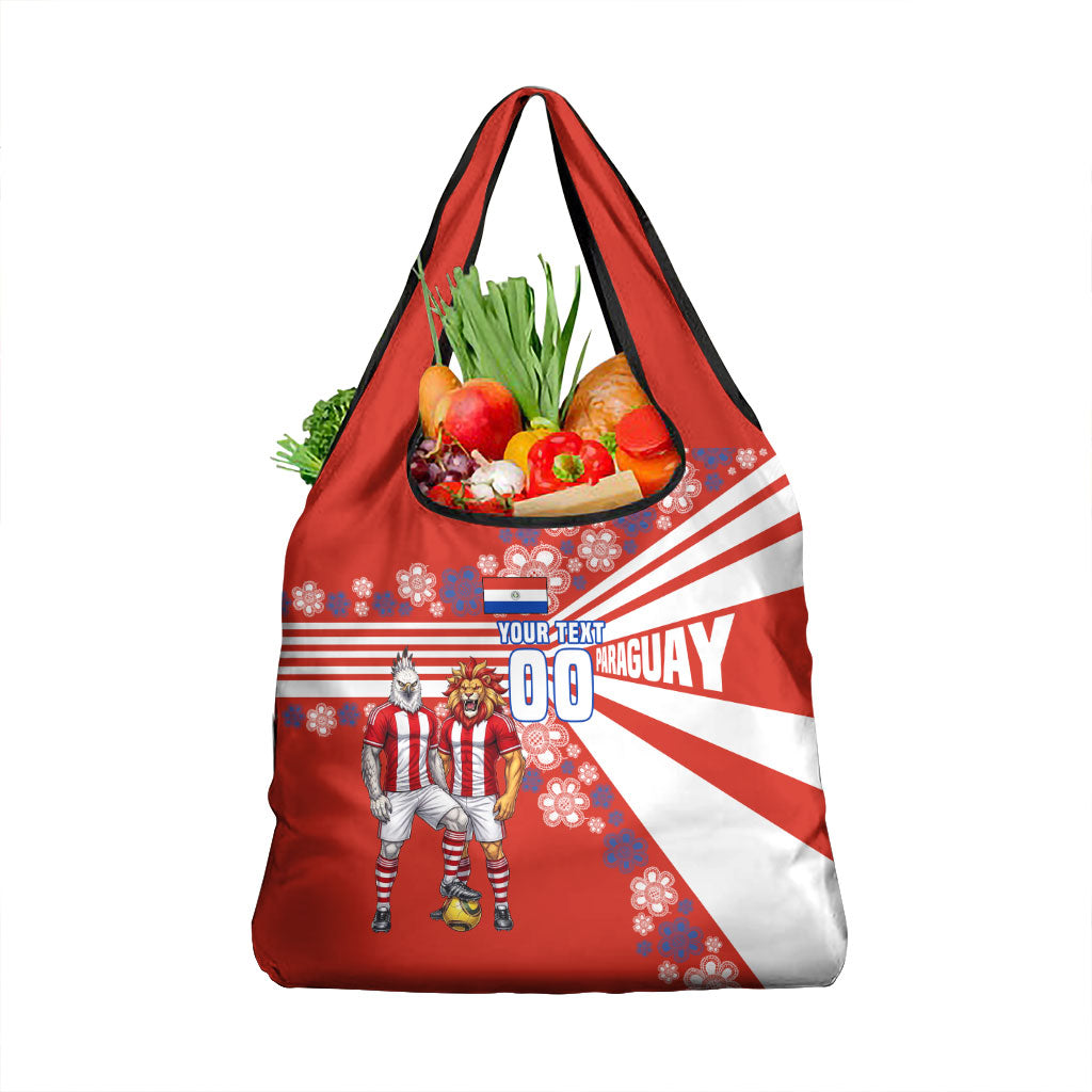 Personalized Paraguay Football Grocery Bag Lion Eagle Mascot Floral