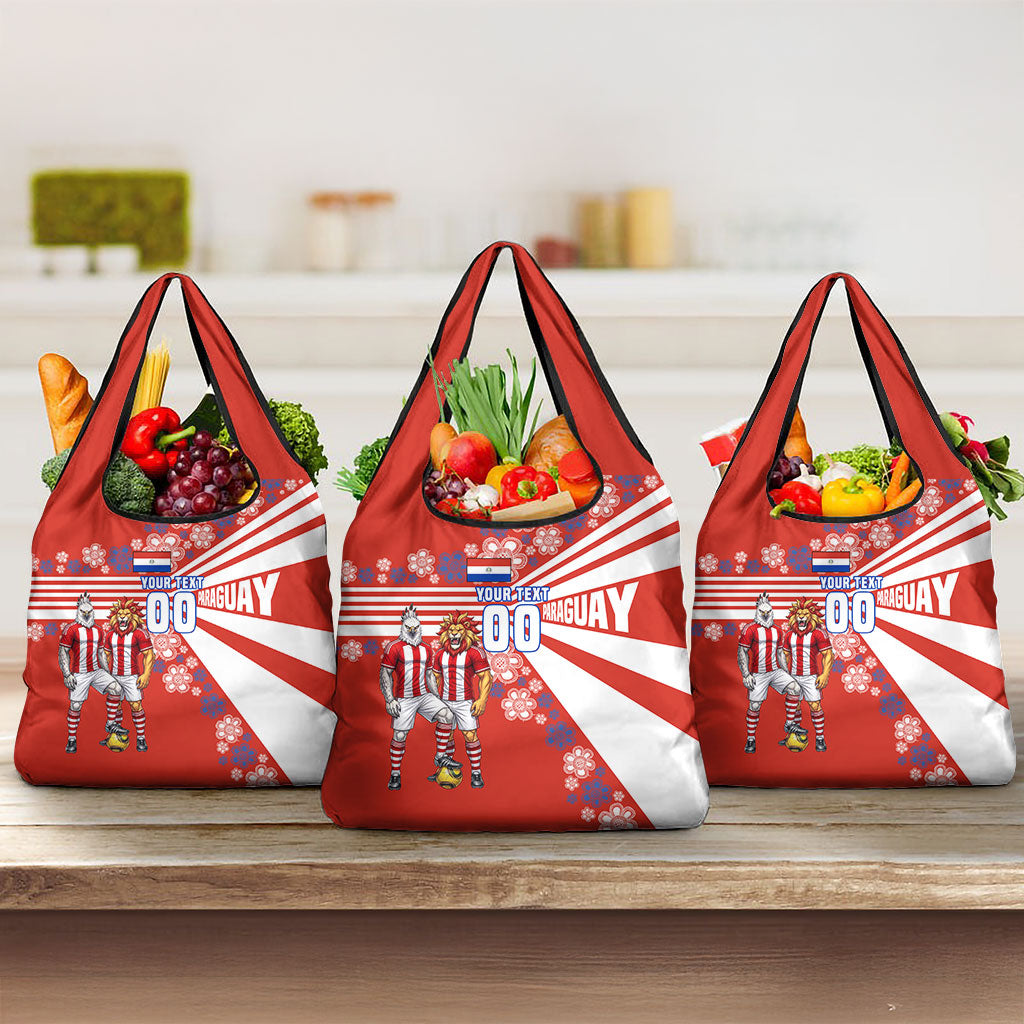 Personalized Paraguay Football Grocery Bag Lion Eagle Mascot Floral