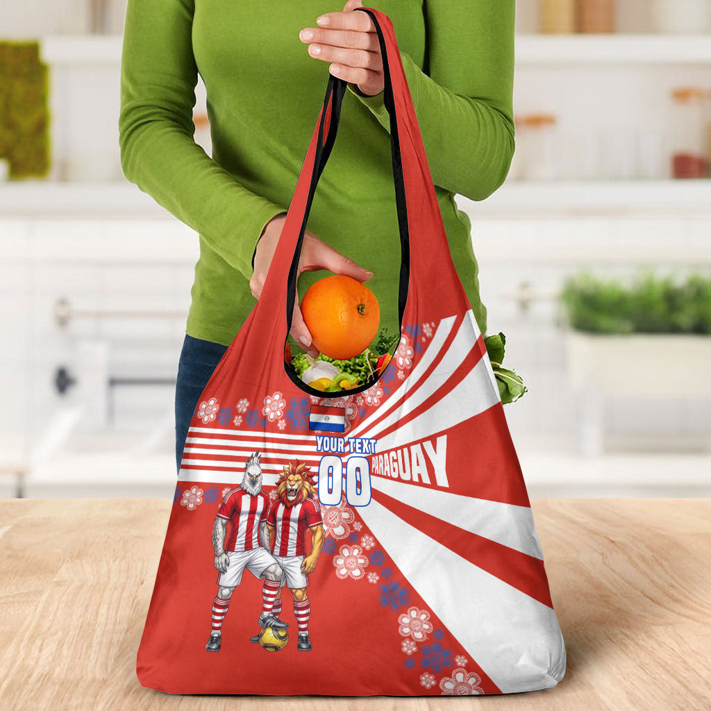 Personalized Paraguay Football Grocery Bag Lion Eagle Mascot Floral