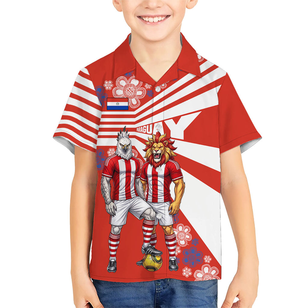 Personalized Paraguay Football Hawaiian Shirt Lion Eagle Mascot Floral