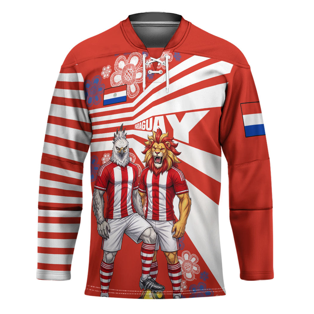 Personalized Paraguay Football Hockey Jersey Lion Eagle Mascot Floral