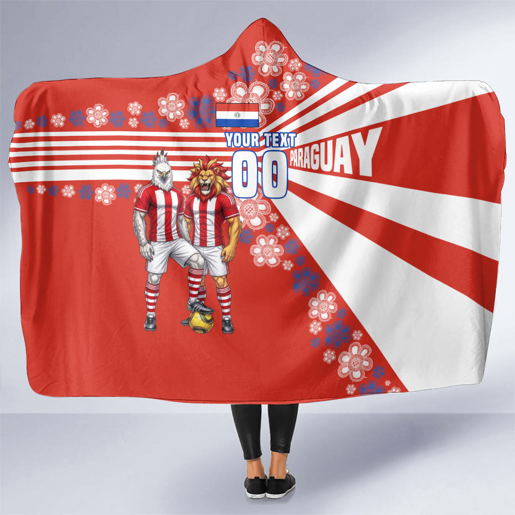 Personalized Paraguay Football Hooded Blanket Lion Eagle Mascot Floral