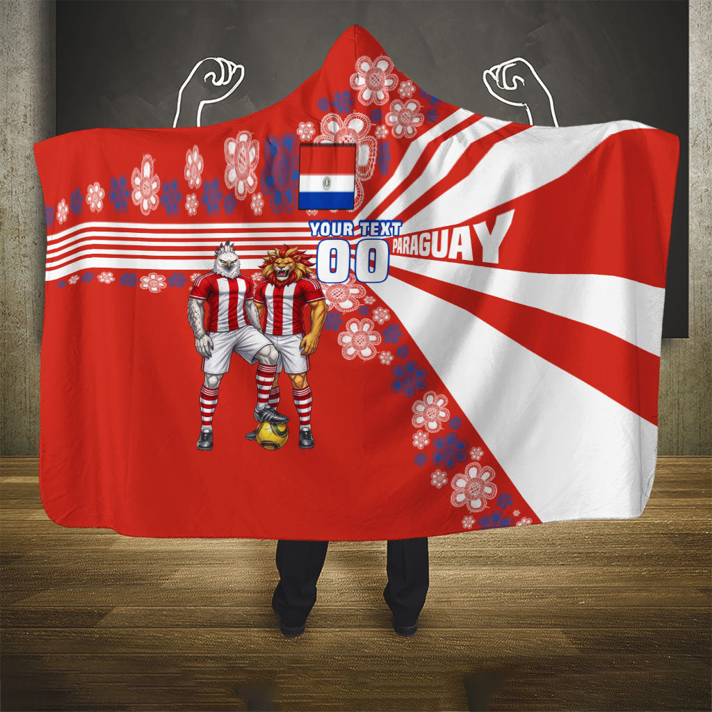 Personalized Paraguay Football Hooded Blanket Lion Eagle Mascot Floral