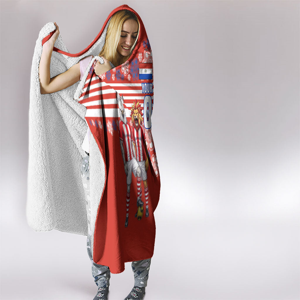 Personalized Paraguay Football Hooded Blanket Lion Eagle Mascot Floral