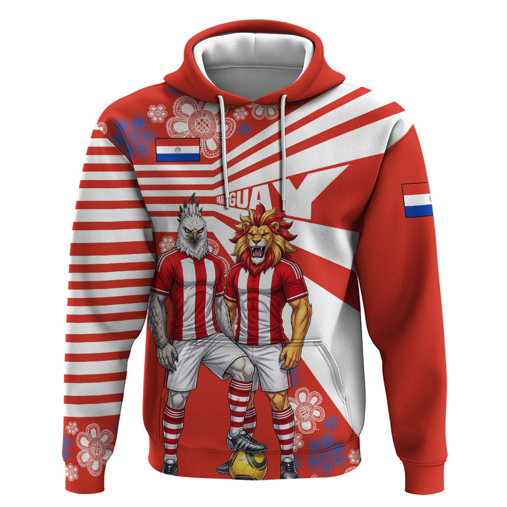 Personalized Paraguay Football Hoodie Lion Eagle Mascot Floral