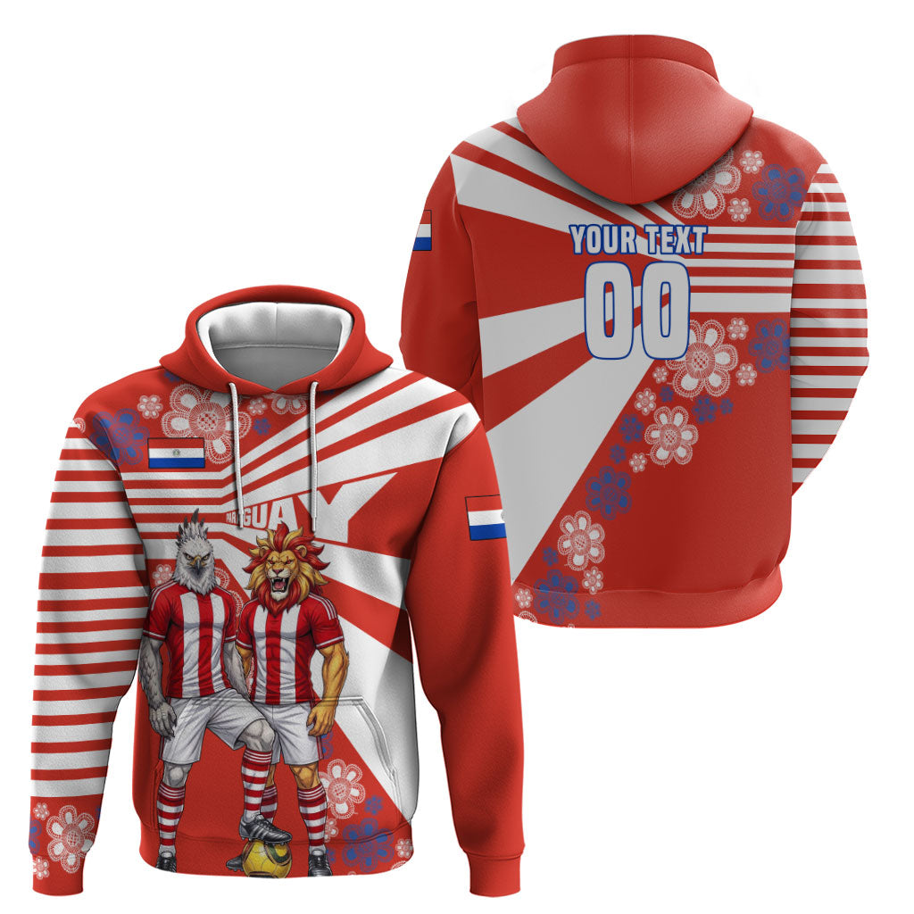 Personalized Paraguay Football Hoodie Lion Eagle Mascot Floral