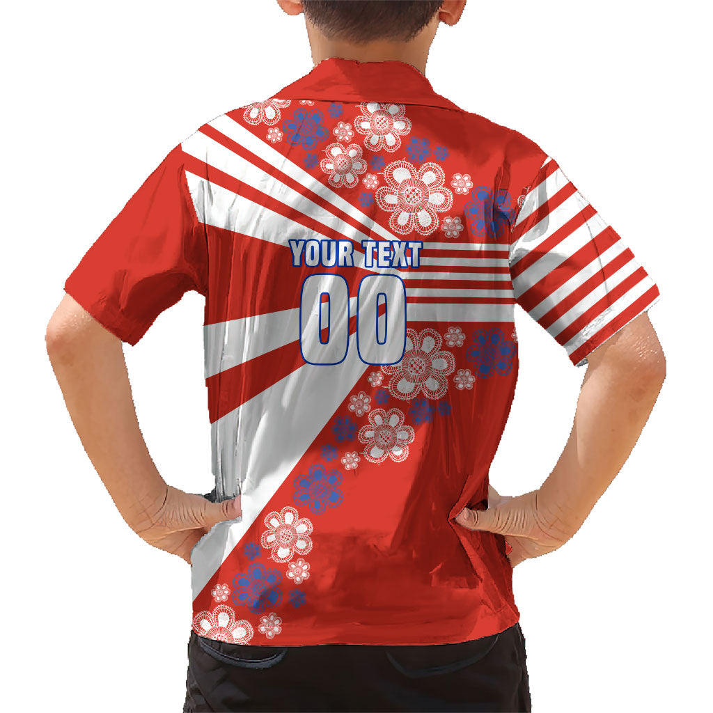 Personalized Paraguay Football Kid Hawaiian Shirt Lion Eagle Mascot Floral