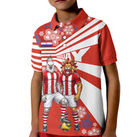 Personalized Paraguay Football Kid Polo Shirt Lion Eagle Mascot Floral