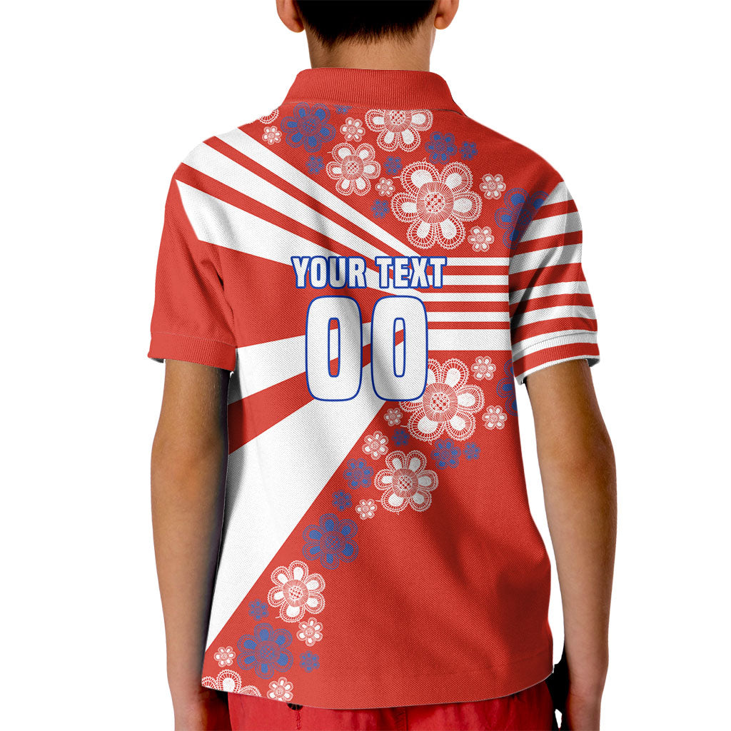 Personalized Paraguay Football Kid Polo Shirt Lion Eagle Mascot Floral