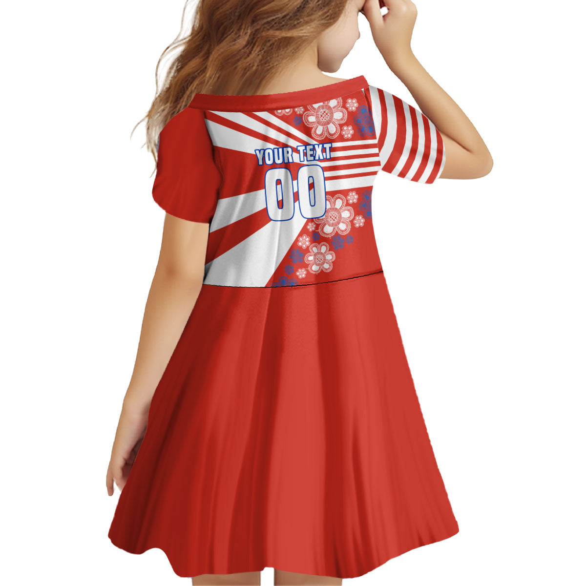 Personalized Paraguay Football Kid Short Sleeve Dress Lion Eagle Mascot Floral