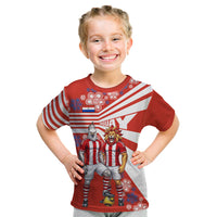 Personalized Paraguay Football Kid T Shirt Lion Eagle Mascot Floral