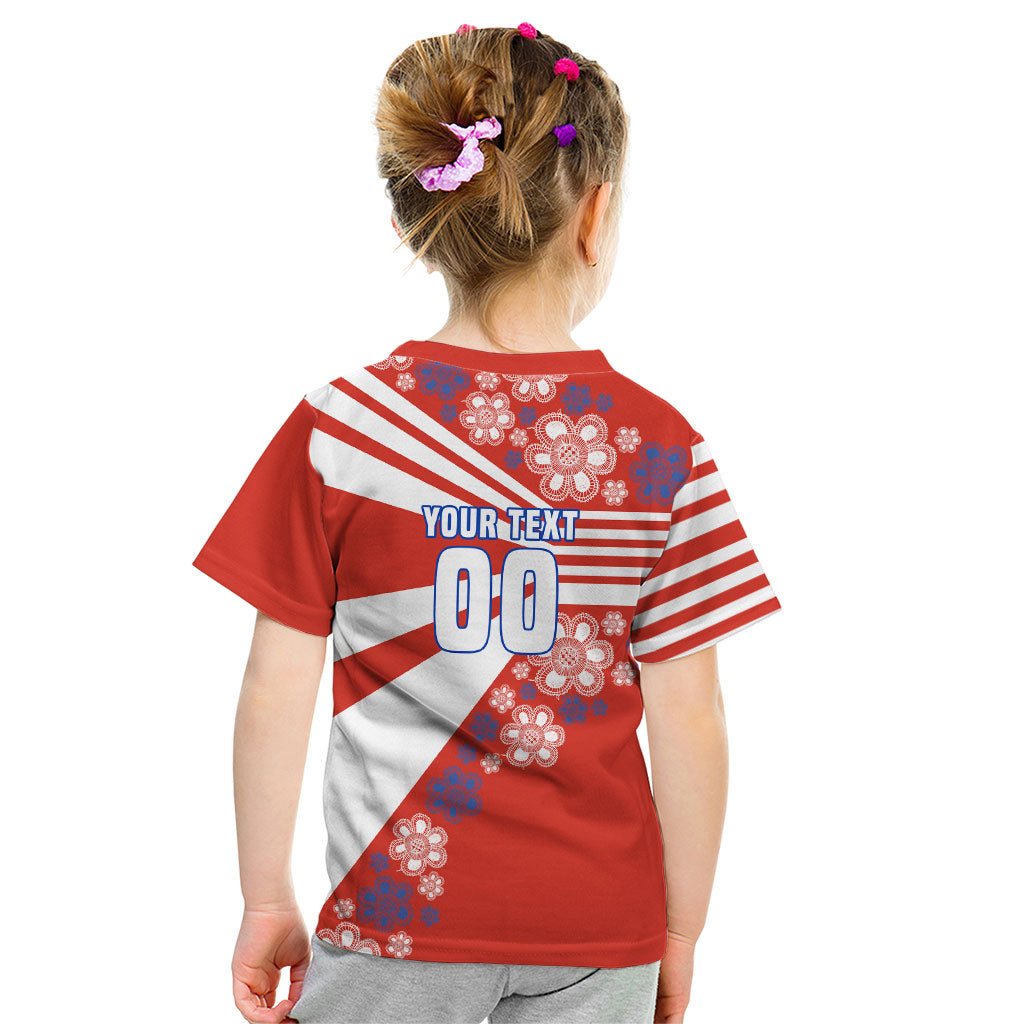 Personalized Paraguay Football Kid T Shirt Lion Eagle Mascot Floral