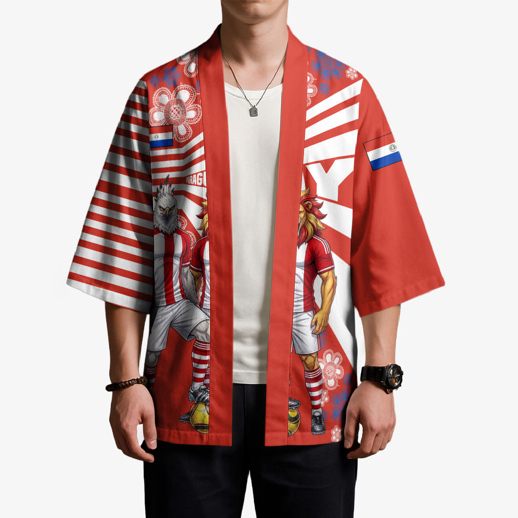 Personalized Paraguay Football Kimono Lion Eagle Mascot Floral