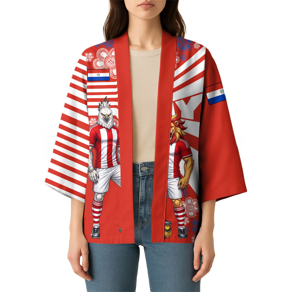 Personalized Paraguay Football Kimono Lion Eagle Mascot Floral
